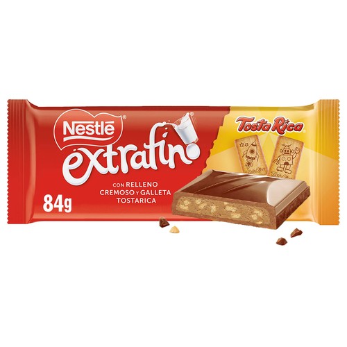 NESTLE Extrafino Chocolate con leche relleno de tosta rica 84 g.