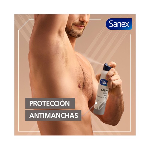 SANEX Men invisible Desodorante en spray para hombre anti traspirante hasta 72 horas 200 ml.