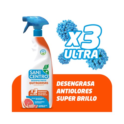 SANICENTRO Quitagrasas desinfectante sin lejia, con aroma a pomelo fresh 750 ml.