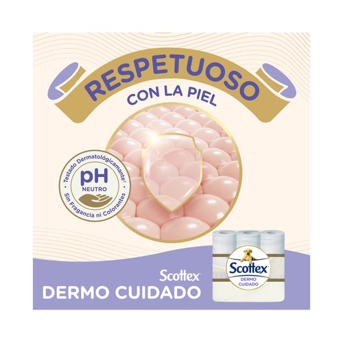 SCOTTEX Dermo cuidado  Papel higiénico pH neutro 6 rollos.