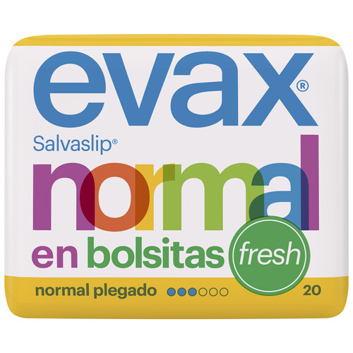 EVAX Salvaslips normal, perfumados, plegados y en bolsitas EVAX Fresh 20 uds.