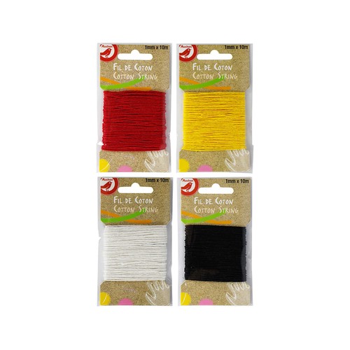 CORDEL ALGODON 1MM*10M AUCHAN4 COL.SURTIDOS
