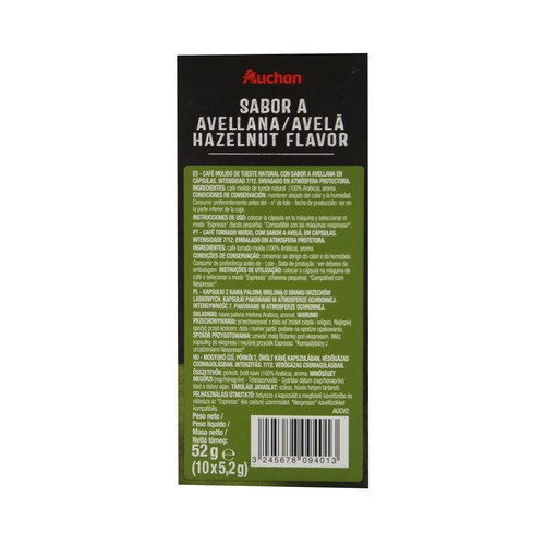 PRODUCTO ALCAMPO Café en cápsulas sabor avellana I7, 10 uds.