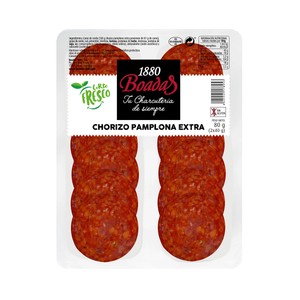 Imagen de BOADAS Chorizo de Pamplona de categoria extra, sin gluten y cortado en lonchas BOADAS 2 x 40 g.