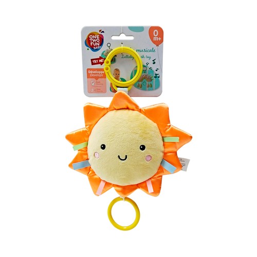 Peluche suave colgante con caja de música Arcoíris, Sol o Nube para cuna o carro, juguete bebé desarrollo cognitivo y auditivo, modelos surtidos +0 Meses ONE, TWO FUN Baby
