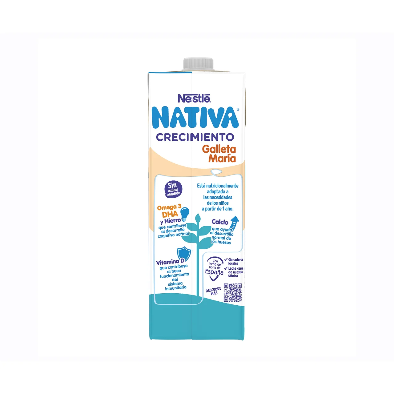 Leche (2) de crecimiento con galleta María, de 12 a 36 meses de Nestlé 1 l.