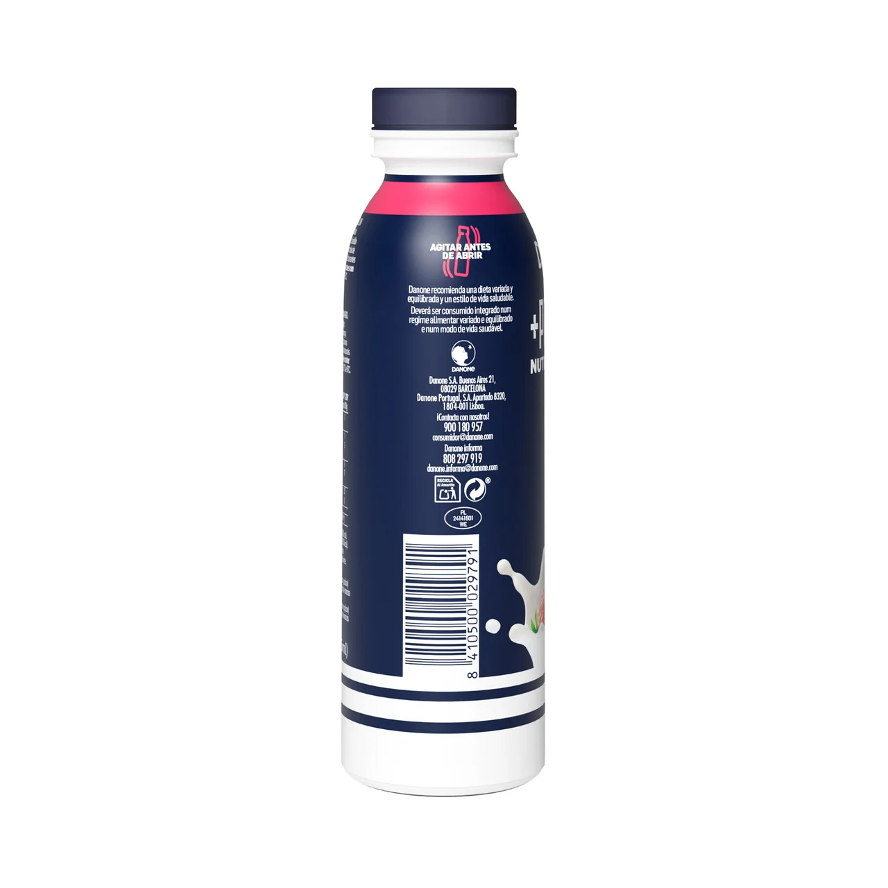 + Proteína Leche fermentada desnatada con fresa y edulcorantes, rica en proteinas 265 ml.