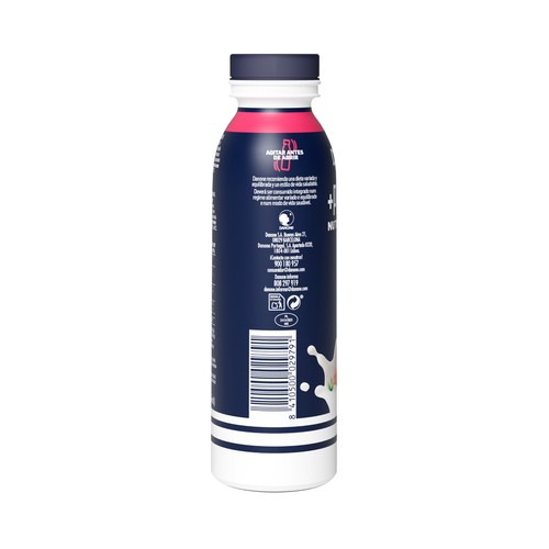 DANONE + Proteína Leche fermentada desnatada con fresa y edulcorantes, rica en proteinas 265 ml.