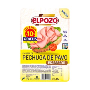 Imagen de ELPOZO Pechuga de pavo braseada en lonchas 80 g.
