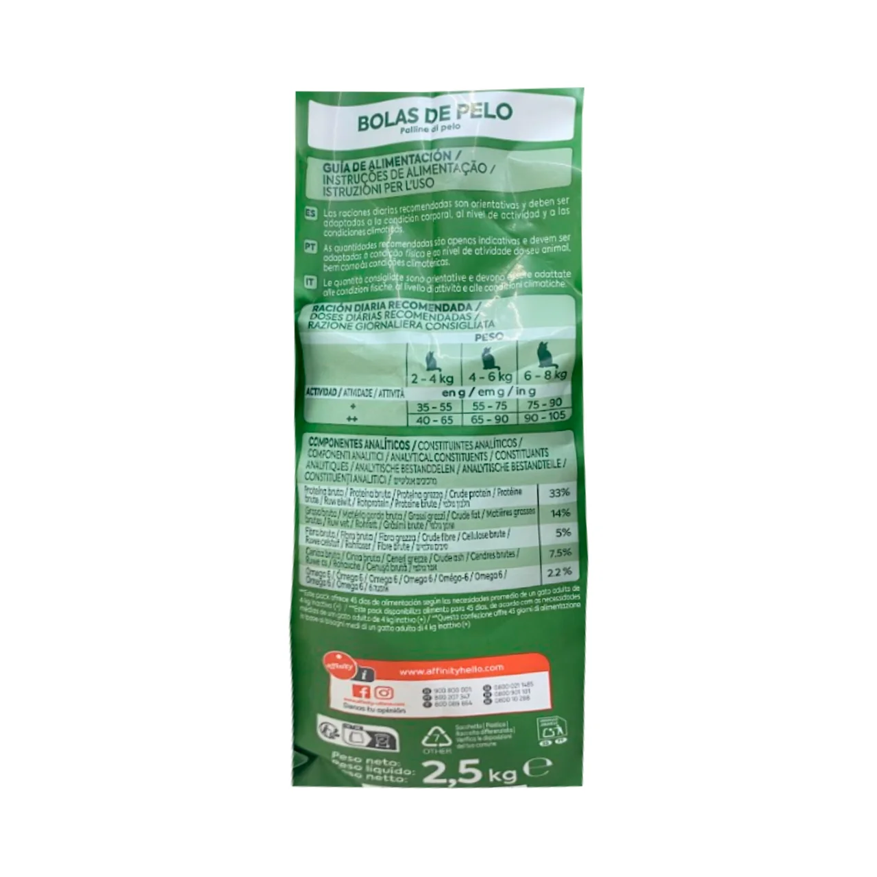 ULTIMA Alimento de gato seco bolas de pelo con sabor a pavo 2,5kg