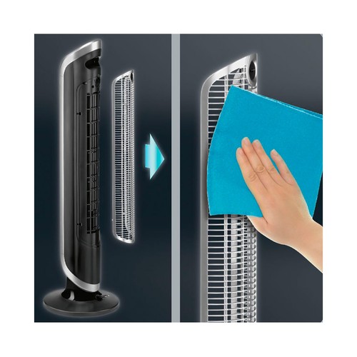 Ventilador de torre ROWENTA Eole Infinite Digital VU6670, potencia 40W, 3 velocidades, temporizador, control remoto , altura 100cm.