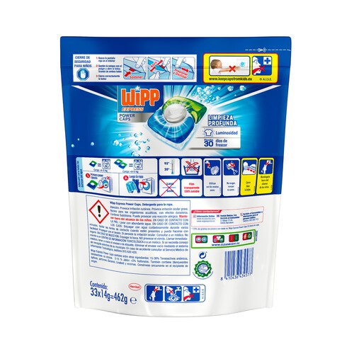 WIPP EXPRESS Detergente en cápsulas para lavadora WIPP Power 33 lavados.
