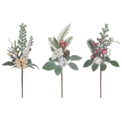 Pick Conjunto Floral artificial 39cm ideal para decoración Navidad modelos surtidos, ACTUEL
