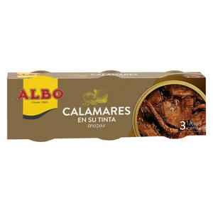 ALBO Calamares en su tinta en trozos lata pack de 3 uds x 50 g.
