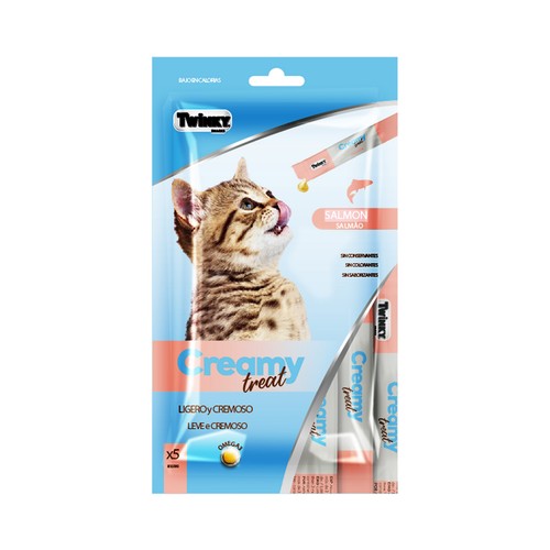TWINKY Creamy treat Alimentación para gatos líquida sabor a salmón 75 g.