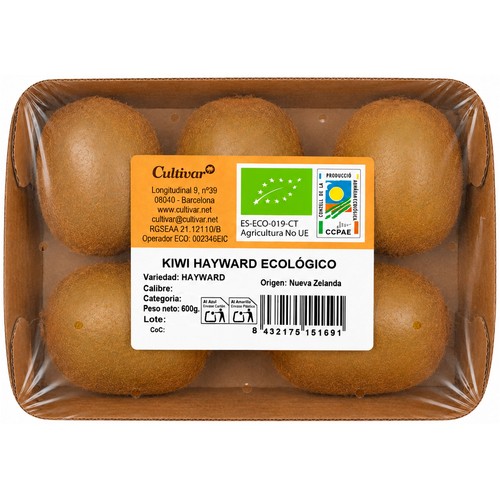 Kiwis ecológicos bandeja de 600 g.