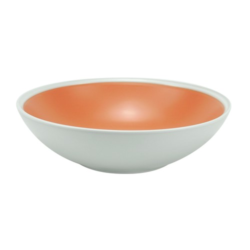Plato hondo loza de 20 cm, color naranja terracota y blanco, ALCAMPO.