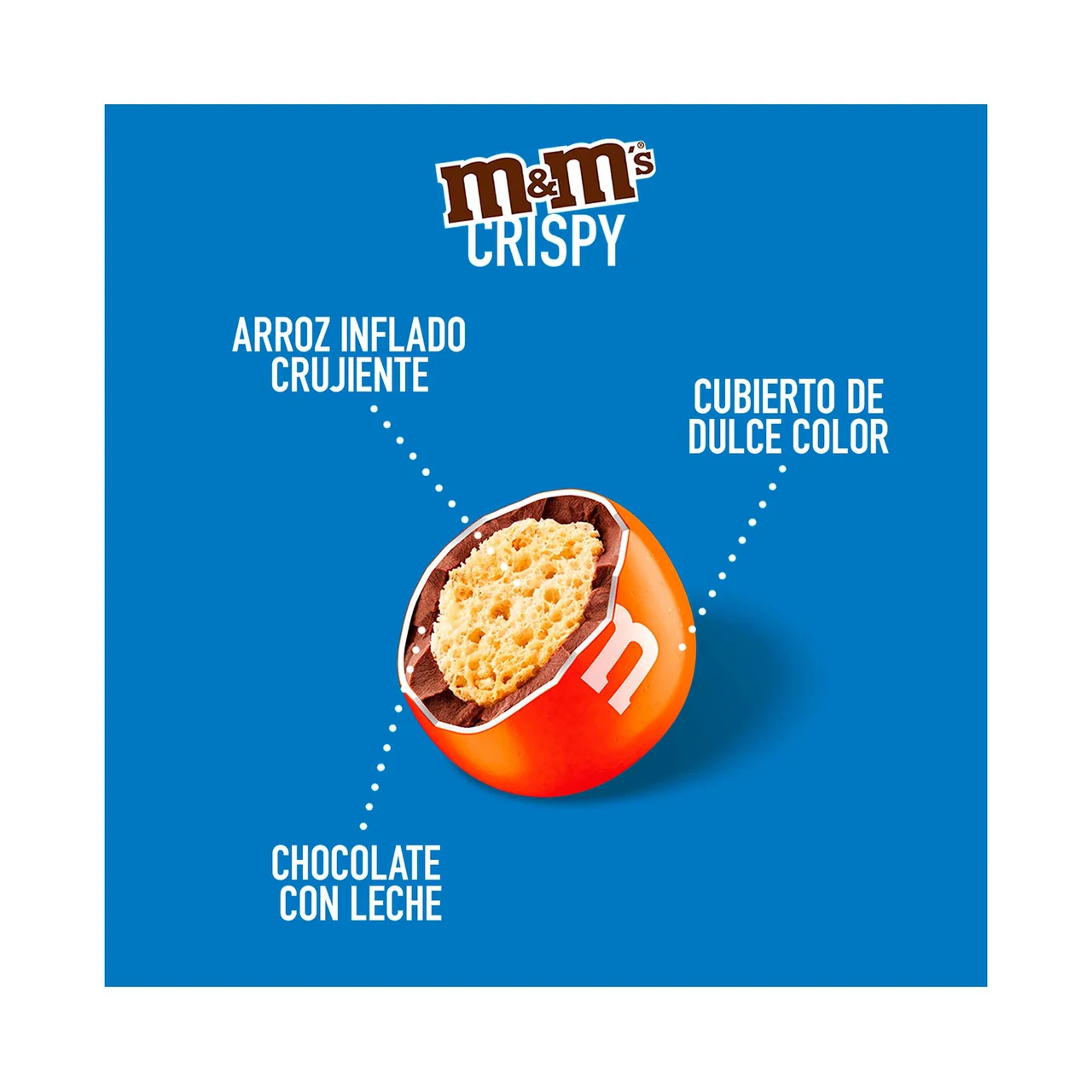 M&M"S Bolitas de arroz crujiente cubiertos de chocolate con leche 340 g.