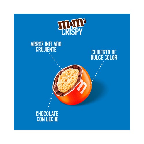 M&M"S Bolitas de arroz crujiente cubiertos de chocolate con leche 340 g.
