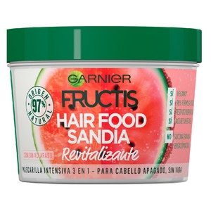 FRUCTIS Hair food de Garnier Mascarilla intensiva 3 en 1 con acción revitalizante, para cabellos apagados y sin vida 390 ml.