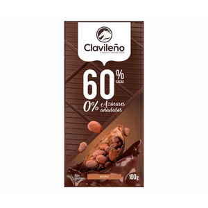 CLAVILEÑO Chocolate extrafino negro sin azúcares añadidos 100 g.