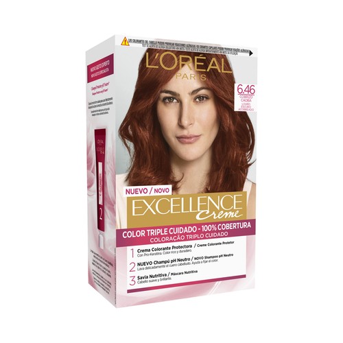 L´ORÉAL PARIS Excellence creme Tinte de pelo permanente tono 6.46 Cobrizo caoba.