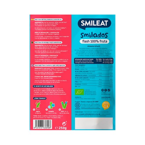 SMILEAT Smilados fresa y manzana ECO 250g
