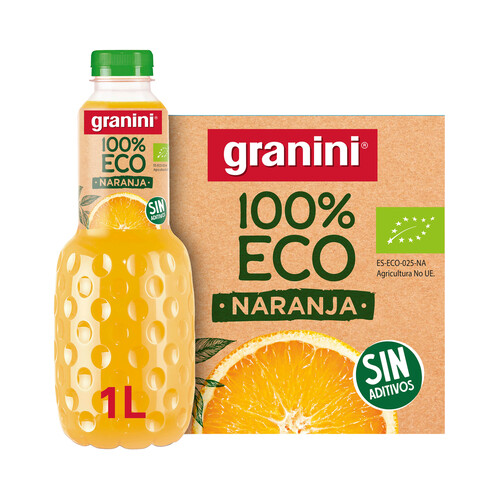 GRANINI Zumo de naranaja 100 % ecológico, sin aditivos GRANINI 1 L.