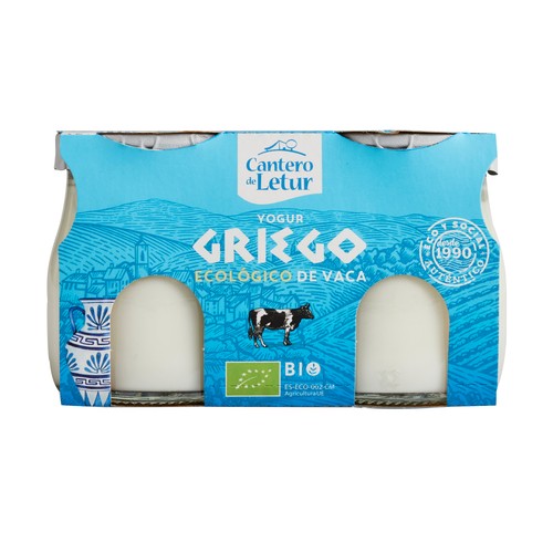 Yogur griego de vaca ecológico CANTERO DE LETUR pack 2 uds x 125 g.