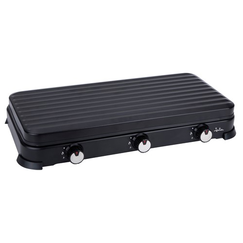 Cocina gas portátil JATA JECG2703 3 quemadores, tapa protectora extraíble.