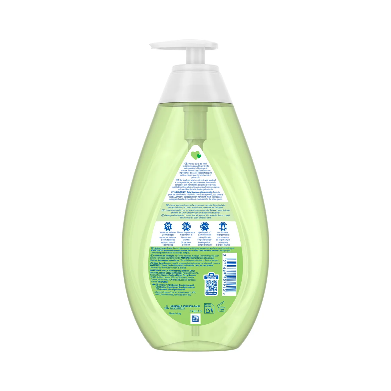 JOHNSON´S Champú infantil de uso diario con Camomila, para niños y bebes 750 ml.