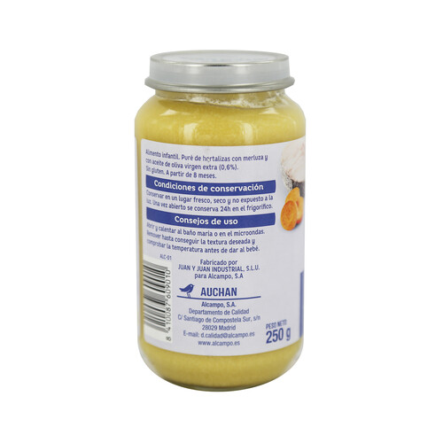 ALCAMPO BABY Tarrito de hortalizas con merluza a partir de 8 meses ALCAMPO BABY 250 g.