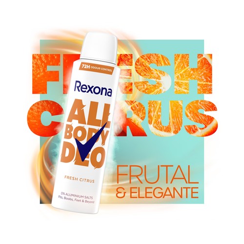 REXONA All body deo fresh citrus Desodorante corporal unisex en spray 150 ml.