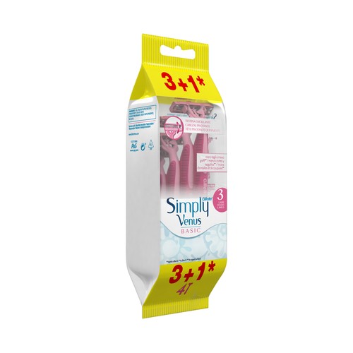 VENUS Maquinilla de afeitar con 3 hojas VENUS Simply basic de Gillette 4 uds.