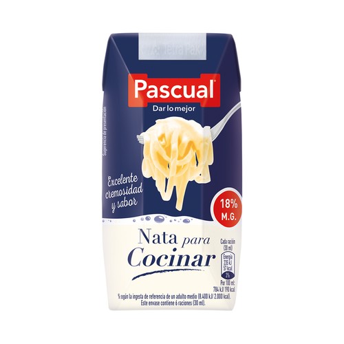 Nata líquida (18 % de materia grasa) para cocinar PASCUAL 200 ml.