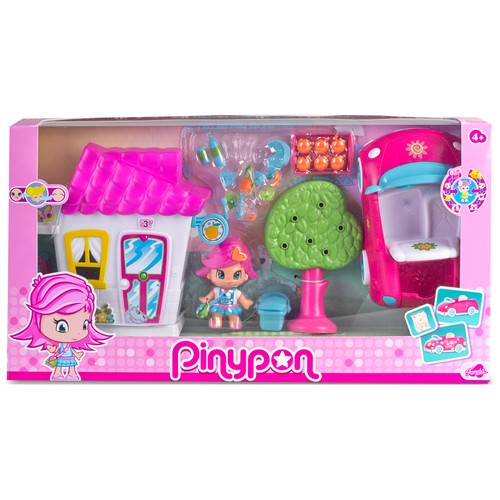 Escenario de juego Casa y coche con 1 figura incluida, PINYPON.