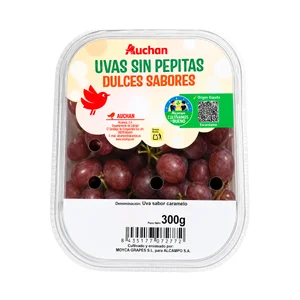ALCAMPO CULTIVAMOS LO BUENO Uvas dulces sin pepitas con sabor a caramelo 300 g.