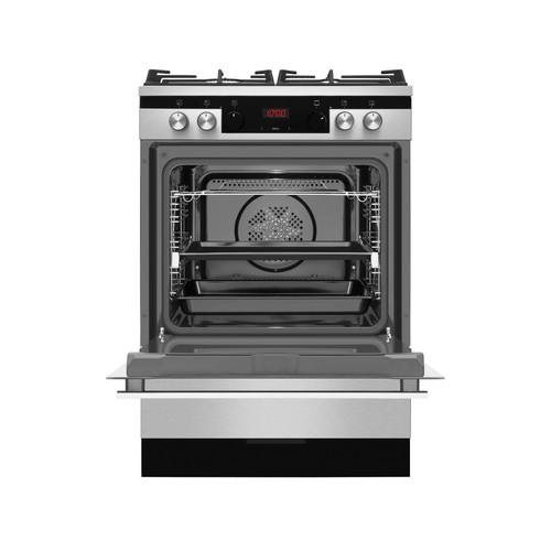 Cocina independiente a gas butano FAGOR 3CLG-610BX inox, 4 fuegos, horno eléctrico 77L, H: 85cm, A: 60cm, F: 60cm.