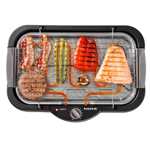 Barbacoa de mesa TAURUS Maxim's BQE2400, 2400W, superficie 41x24cm, termostato regulable, interruptor luminoso