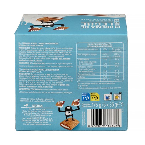 PRODUCTO ALCAMPO Mini cereales rellenos de leche 175g.
