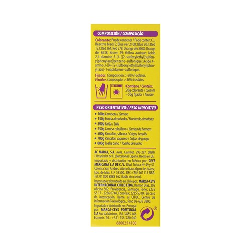 IBERIA Tinte para ropa color morado (permite teñir a baja temperatura 40ª) 1 ud.