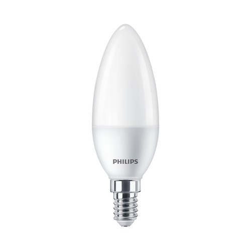 Pack de 2 bombillas Led E14, 7W=60W, luz cálida 2700K, 806lm, PHILIPS.