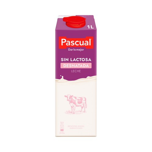 PASCUAL Leche de vaca desnatada sin lactosa 1 l.