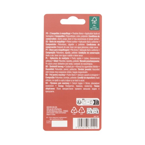 COSMIA Borla de maquillaje de polvos sueltos, para una aplicación fácil y uniforme 2 uds.
