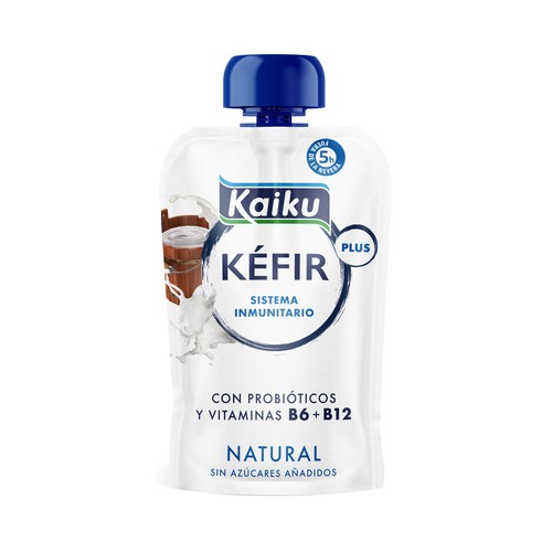KAIKU Plus Bolsita (pouch) de kéfir líquido natural, con probióticos y vitaminas B6 + B12 110 g.