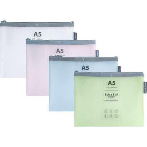 Bolsa zipper A5 en colores mate surtidos GRAFOPLAS.