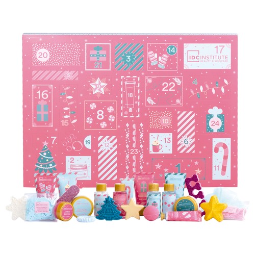 IDC INSTITUTE Calendario de adviento con 24 productos para el cuidado y la higiene femenina.