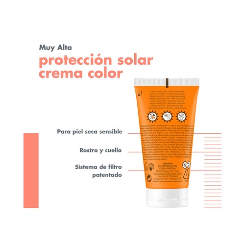 THERMALE AVÉNE Crema protectora solar facial con color y FPS 50+ (muy alto) 50 ml.