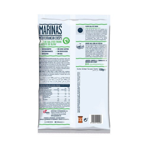 VICENTE VIDAL Patatas fritas extracrujientes con sal de d´Es Trenc y aceite de olivaVICENTE VIDAL MARINA 150 g.