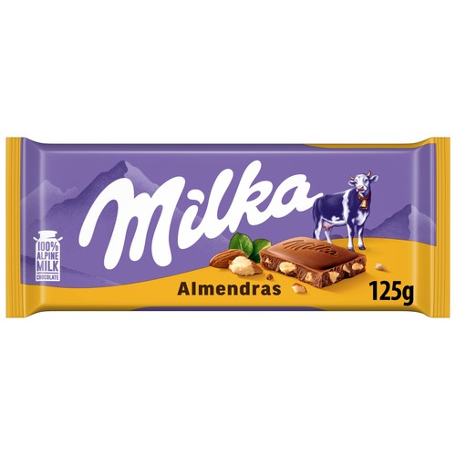 MILKA Chocolate de leche con almendras 125 g.